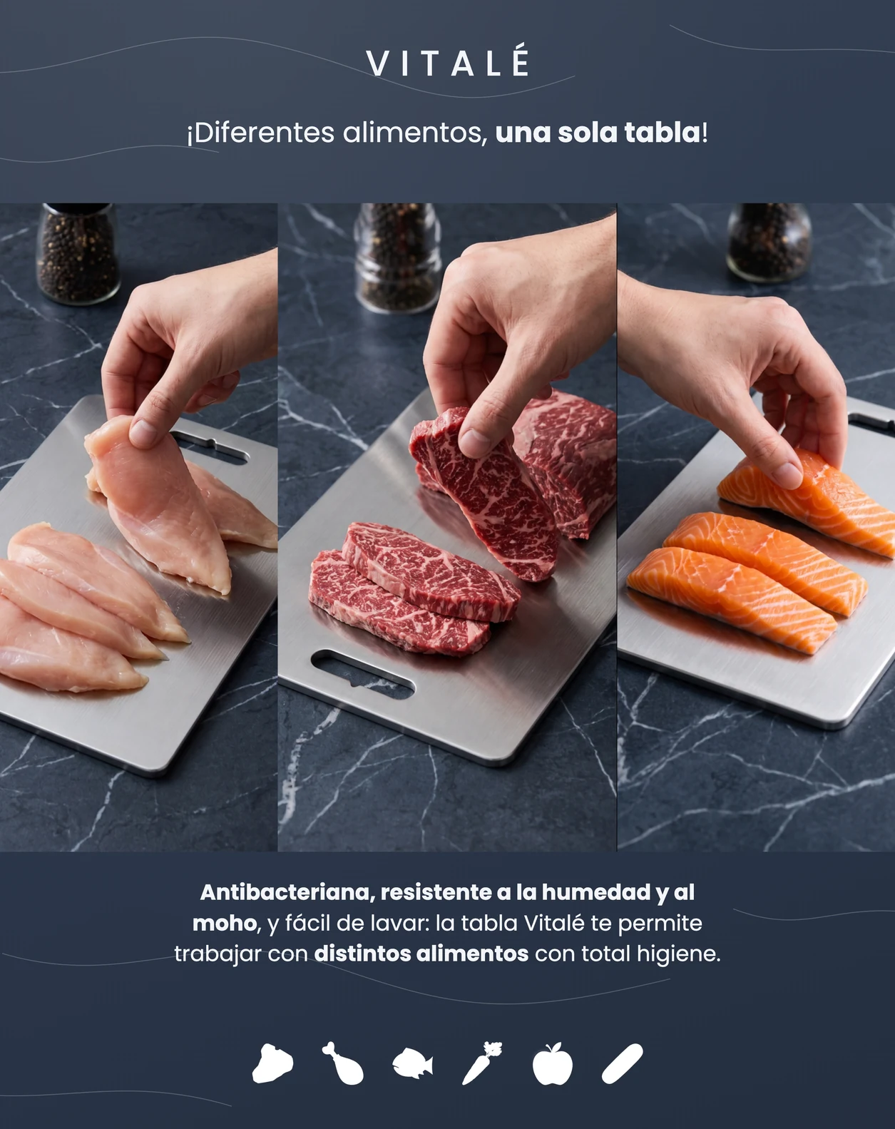 Vitalé — Diferentes alimentos, una sola tabla de picar