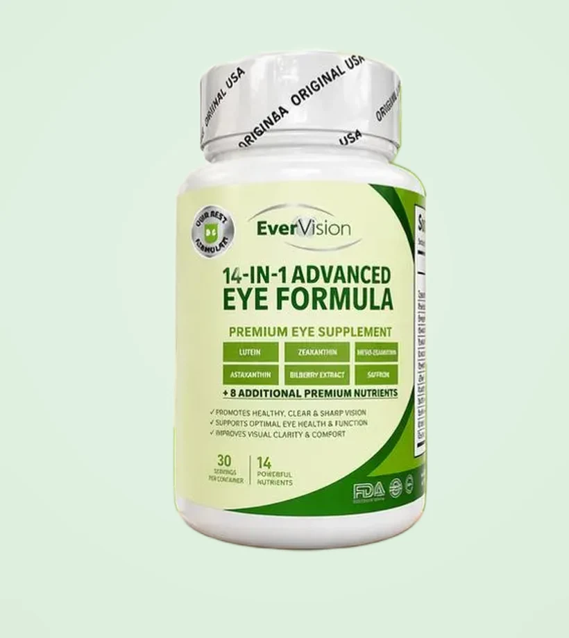 Frasco de EverVision — Fórmula Avanzada 14-en-1, 30 cápsulas para la salud visual
