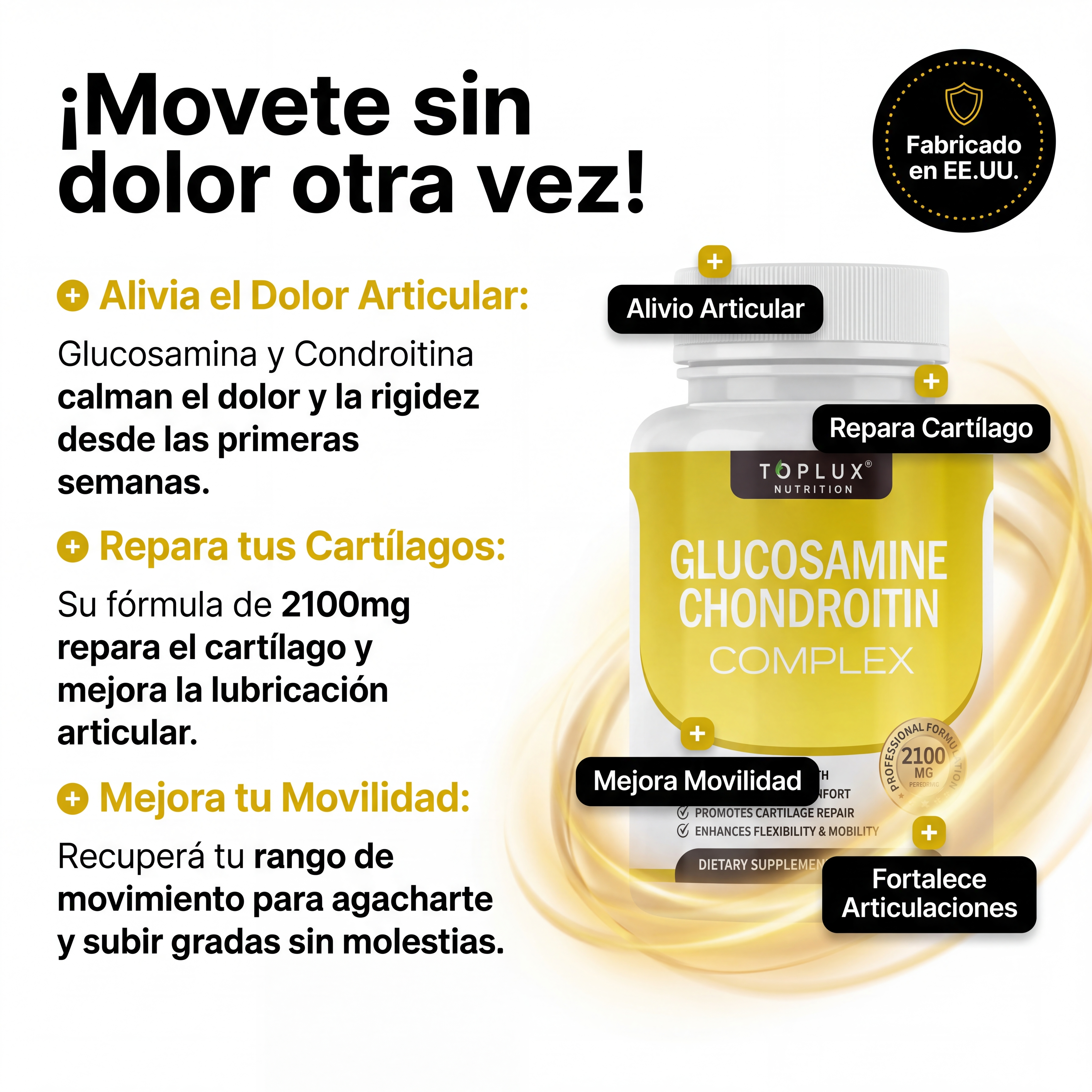 Movete sin dolor otra vez — alivia el dolor articular, repara cartílagos, mejora la movilidad