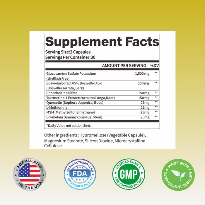 Información nutricional (Supplement Facts) de TOPLUX Glucosamine Chondroitin